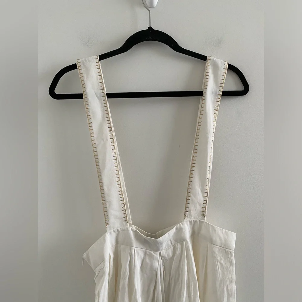 Carolina K White & Gold Silk Crepe Overalls - Picture 8 of 9